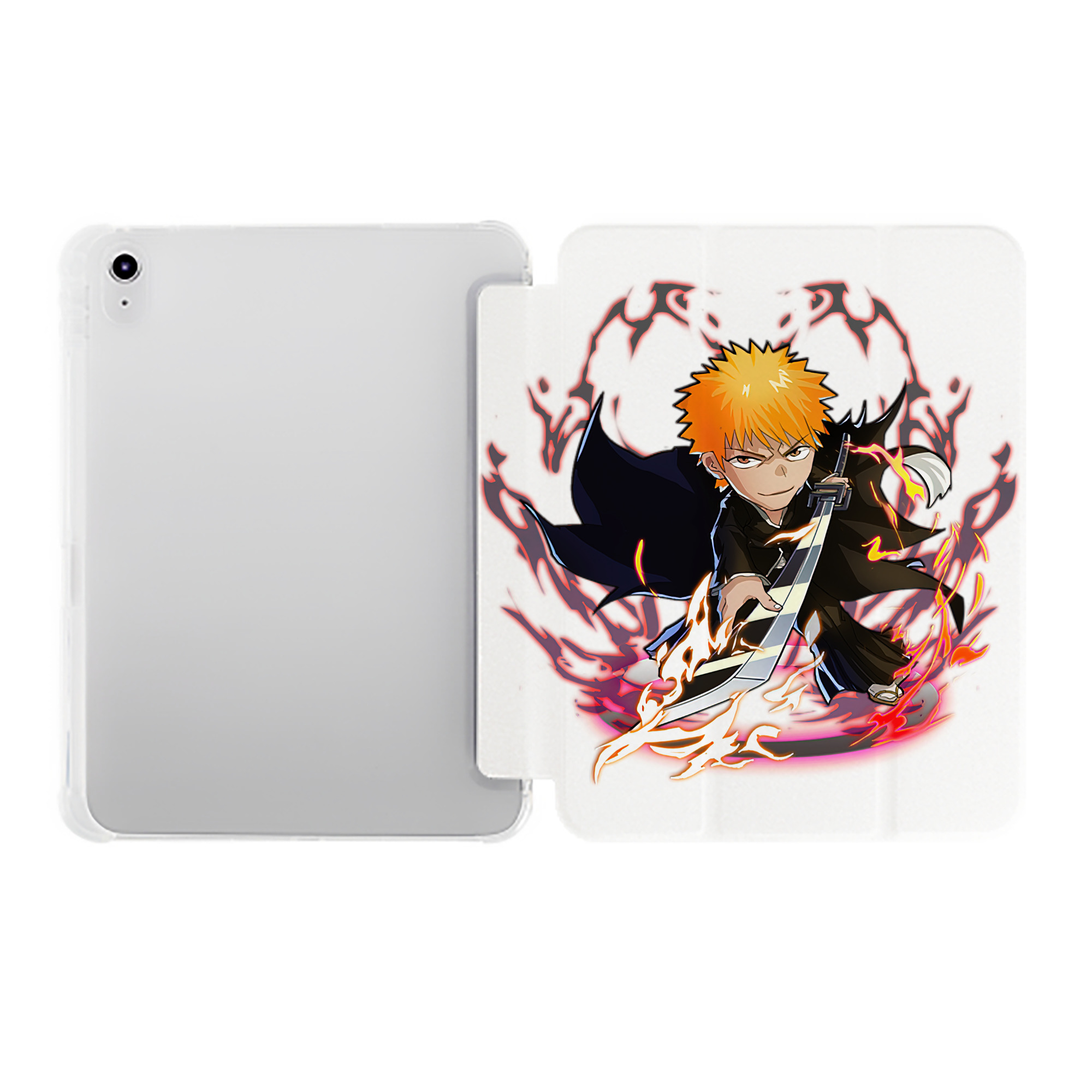 （画像用） ブリーチ 黒崎一護（くろさき いちご）BLEACH Kurosaki Ichigo IPad ケース ペン収納付き 三つ折りスタンド PUレザー×シリコン 対応機種9.5/10.5/10.9インチ
